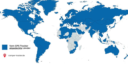 vom gps tracker abgedeckte länder